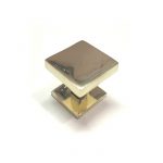 POLISHED BRASS LARGE SQUARE CABINET KNOB WITH BASE