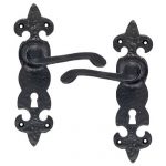 BLACK FLEUR DE LYS LEVER LOCK HANDLE