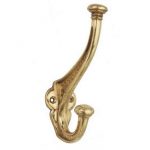 POLISHED BRASS HEAVY HAT AND COAT HOOK