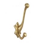 POLISHED BRASS DECORATIVE STYLE HAT AND COAT HOOK