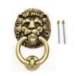 POLISHED BRASS LION WITH RING DOOR KNOCKER