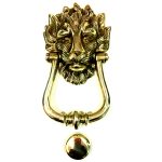 POLISHED BRASS DOWNING STREET LION DOOR KNOCKER
