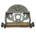 ANTIQUE IRON WATERLOO TOILET ROLL HOLDER