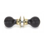 EBONISED BEEHIVE DOOR KNOBS WITH POLISHED BRASS BACKPLATES - Image 2