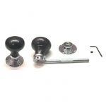 EBONISED BUN DOOR KNOBS WITH POLISHED NICKEL BACKPLATES