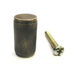 Antique brass cylindrical knurled knob 16 mm