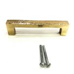 Polished brass hammered square pull handle115 mm