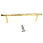 Polished brass round hammered pull handle 200 mm