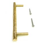 Polished brass round hammered pull handle 200 mm - Image 3