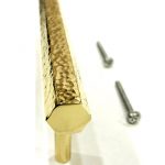 Polished brass hexagonal hammered handle 170 mm - Image 2