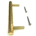 Polished brass hexagonal hammered handle 170 mm - Image 3