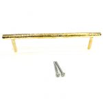 Polished brass round hammered pull handle 230 mm