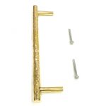 Polished brass round hammered pull handle 230 mm - Image 3