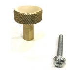 Satin/Brushed brass knurled knob 25 mm and 30 mm high