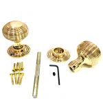 Polished bronze solid beehive mortise door knob