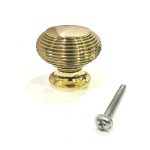 Polished brass solid beehive cabinet knob 40 mm