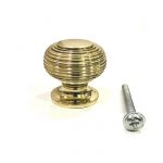Polished brass solid beehive cabinet knob 30 mm